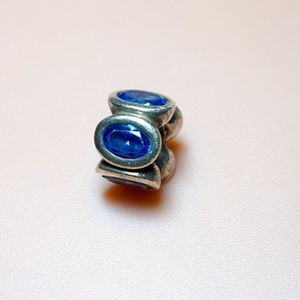 Auth Pandora Silver and Blue Gem Oval Lights Charm